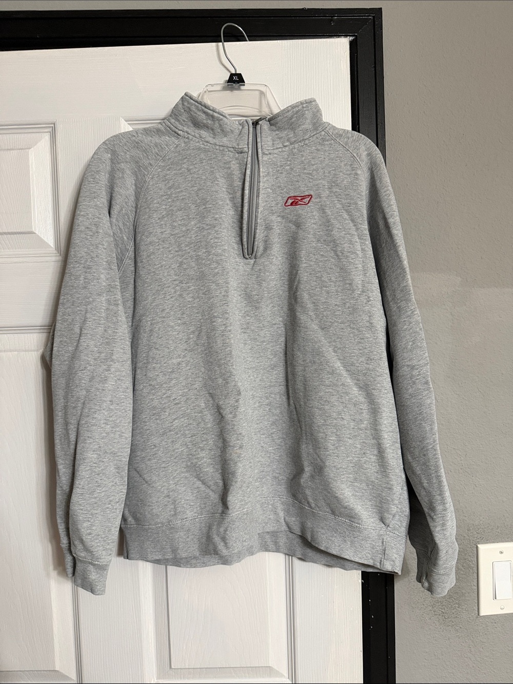 Reebok Gray Half-Zip Kids Sweatshirt with Red Logo